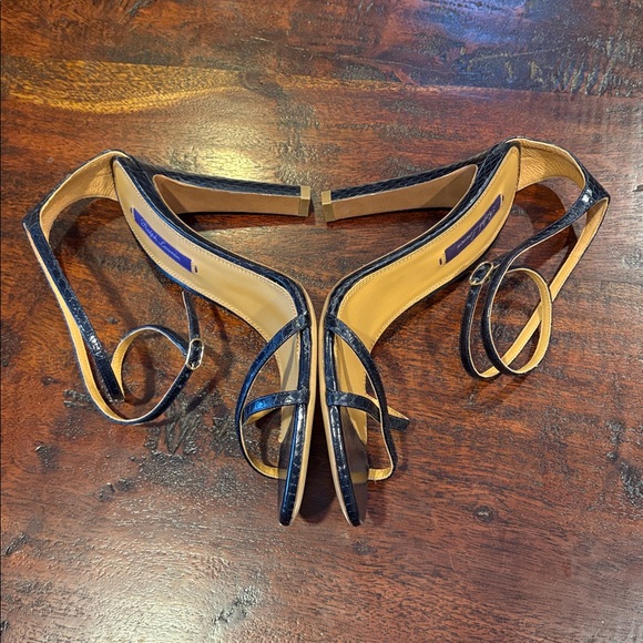 Ralph Lauren Collection Ardelisa Ayers Snakeskin Sandals Heels Dark Navy size 40 - Picture 12 of 13